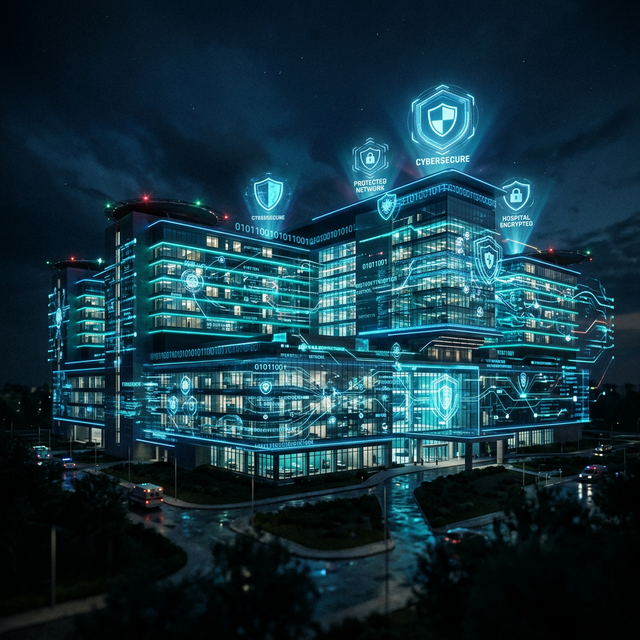 Smart hospital with cybersecurity overlay